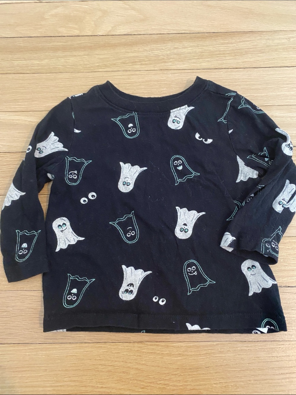Kids Black Ghost Print Long-Sleeve Top